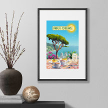 Italian Amalfi Coast Editable Illustrated Vacation
