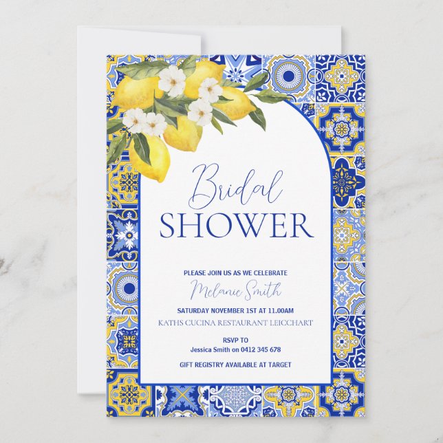 Italian Amalfi Coast Inspired Bridal shower invite (Front)