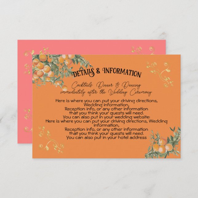 Italian Amalfi Coastal Oranges Detail Info Card (Front/Back)