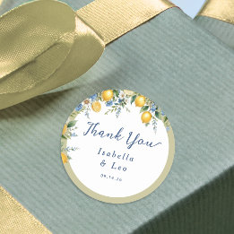 Italian Amalfi Lemon Citrus Mediterranean Wedding Classic Round Sticker