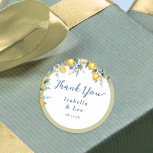 Italian Amalfi Lemon Citrus Mediterranean Wedding Classic Round Sticker