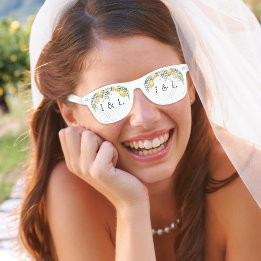 Italian Amalfi Lemon Citrus Monogram Wedding Retro Sunglasses