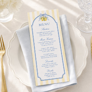 Italian Amalfi Lemon Yellow Striped Baby Shower Menu