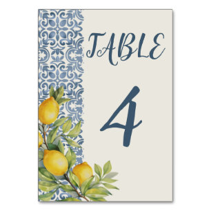 Italian Amalfi Themed Wedding Table Number