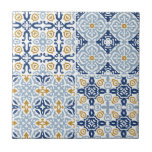 Italian Amalfi Tile Blue Yellow Ceramic Tile<br><div class="desc">Can be fully customised to suit your needs.
© Gorjo Designs. Made for you via the Zazzle platform. 

// Need help customising your design? Got other ideas? Feel free to contact me (Zoe) directly.</div>