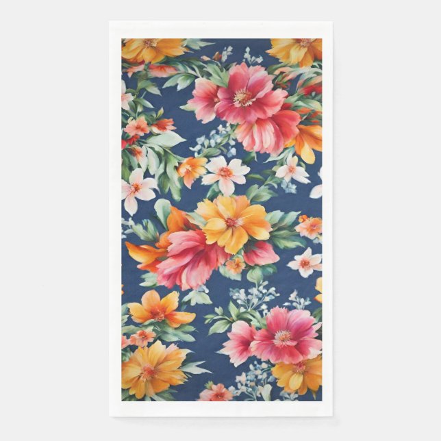 Italian Amazing Summer Bright Floral Pattern Napkin (Front)
