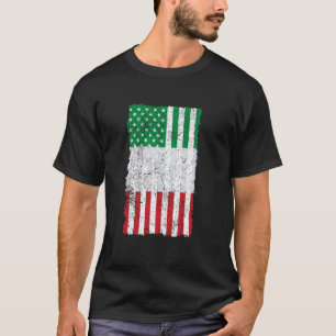 Italian American Combined Flags Distressed Print T-Shirt