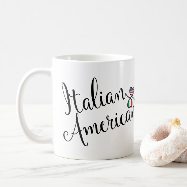 Italian American Entwined Hearts   Coffee Mug (With Donut)