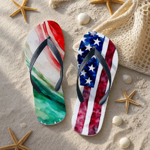Italian American Flag gift for women man Flip Flops
