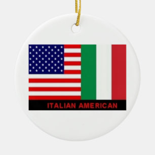 ITALIAN/AMERICAN FLAGS CHRISTMAS ORNAMENT
