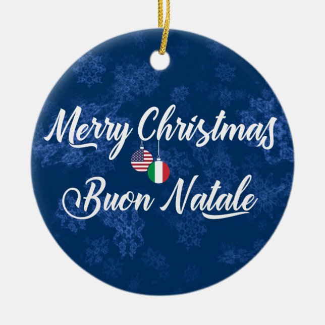 Italian American Holiday Decoration, Buon Natale Ceramic Tree Decoration (Front)