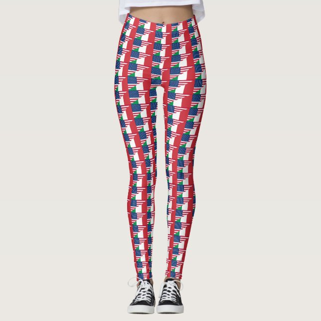 Italian American Italy USA Flag Leggings (Front)