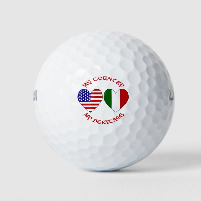 Italian American My Country My Heritage Golf Balls (Front)