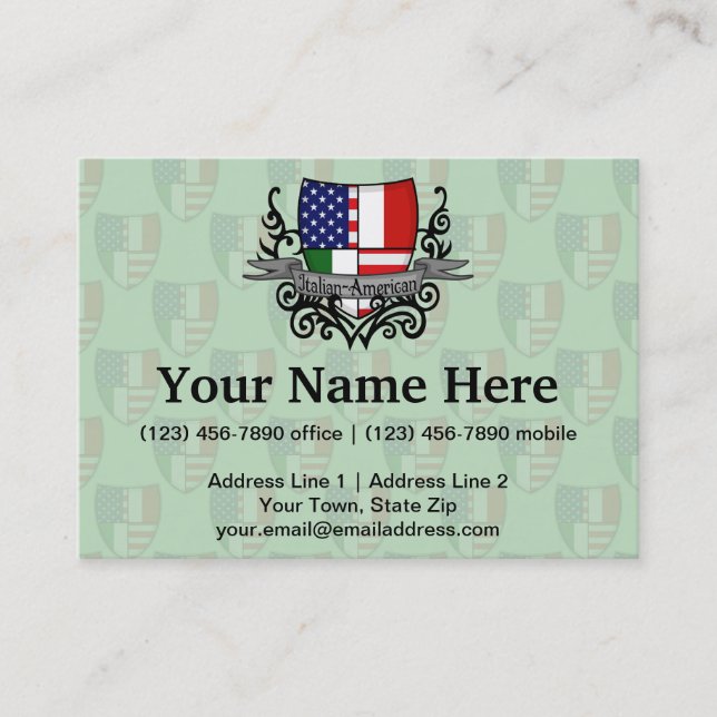 Italian-American Shield Flag Business Card (Front)