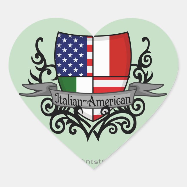 Italian-American Shield Flag Heart Sticker (Front)