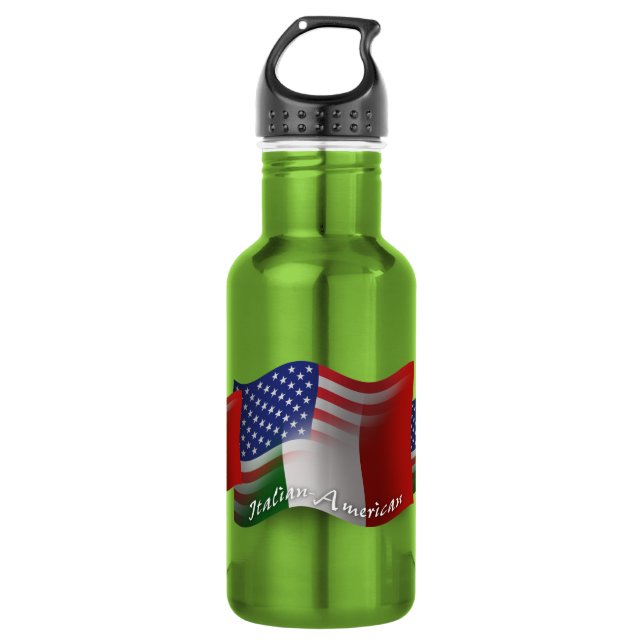 Italian-American Waving Flag 532 Ml Water Bottle (Front)