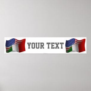 Italian-American Waving Flag Banner Poster