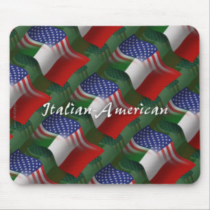Italian-American Waving Flag Mouse Mat