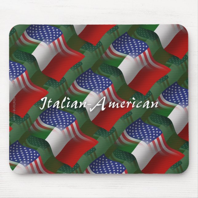 Italian-American Waving Flag Mouse Mat (Front)