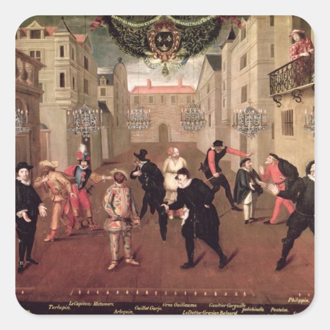 Italian and French Comedians Square Sticker (Front)