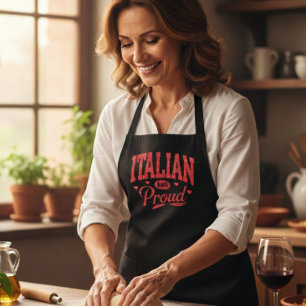 Italian and Proud Vintage Style Black Cooking Apro Apron