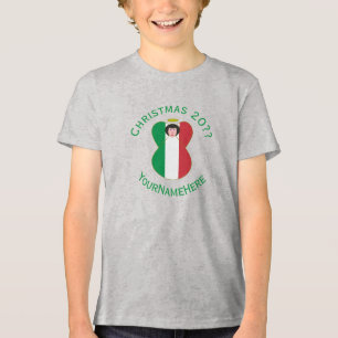 Italian Angel Christmas Flag Personalised Boy's Tri-Blend Shirt