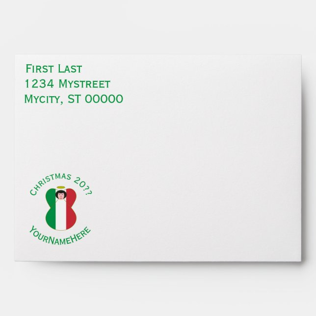 Italian Angel Christmas Flag Personalised  Envelope (Front)