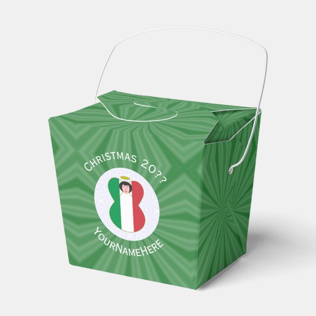 Italian Angel Christmas Flag Personalised  Favour Box (Front Side)