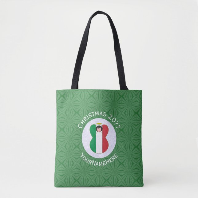 Italian Angel Christmas Flag Personalised Tote Bag (Front)
