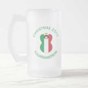 Italian Angel Flag for Christmas Frosted Glass Beer Mug