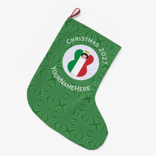 Italian Angel Flag for Christmas Large Christmas Stocking