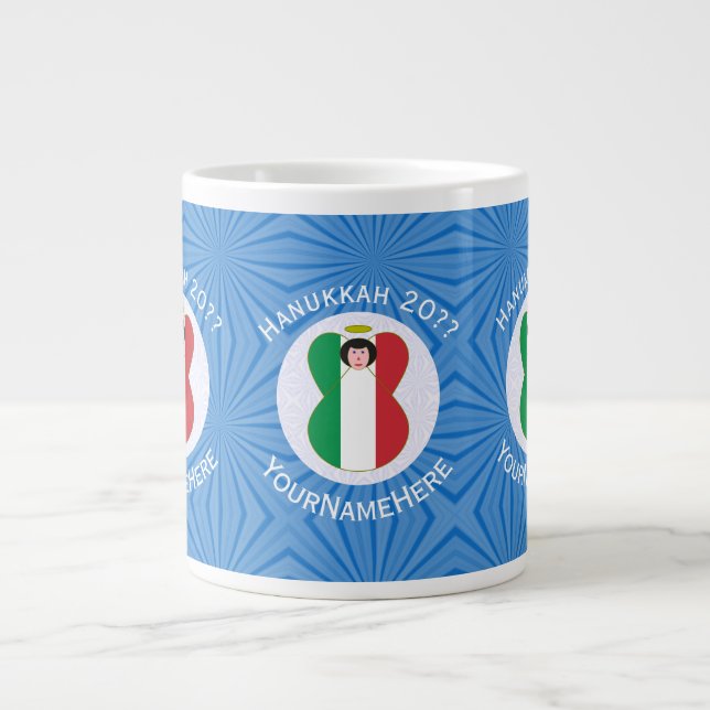 Italian Angel Flag for Hanukkah Large Coffee Mug (Front)