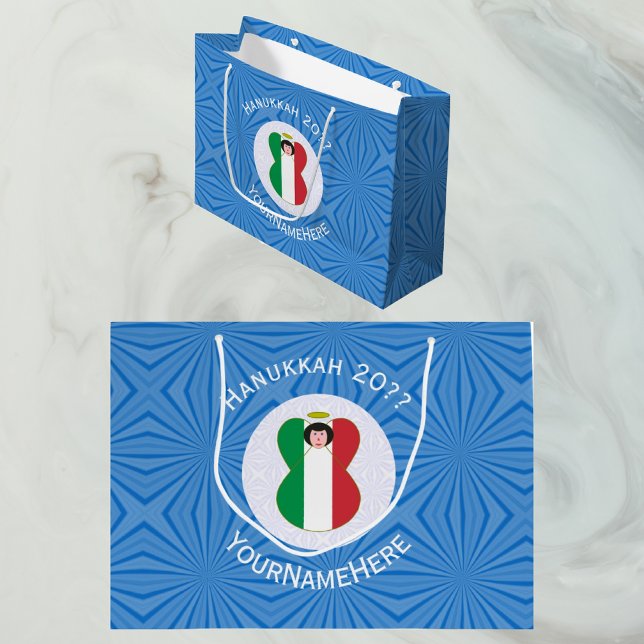 Italian Angel Flag for Hanukkah Large Gift Bag (Creator Uploaded)