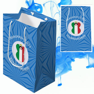 Italian Angel Flag for Hanukkah Medium Gift Bag