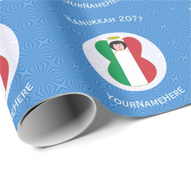 Italian Angel Flag for Hanukkah Wrapping Paper (Roll Corner)
