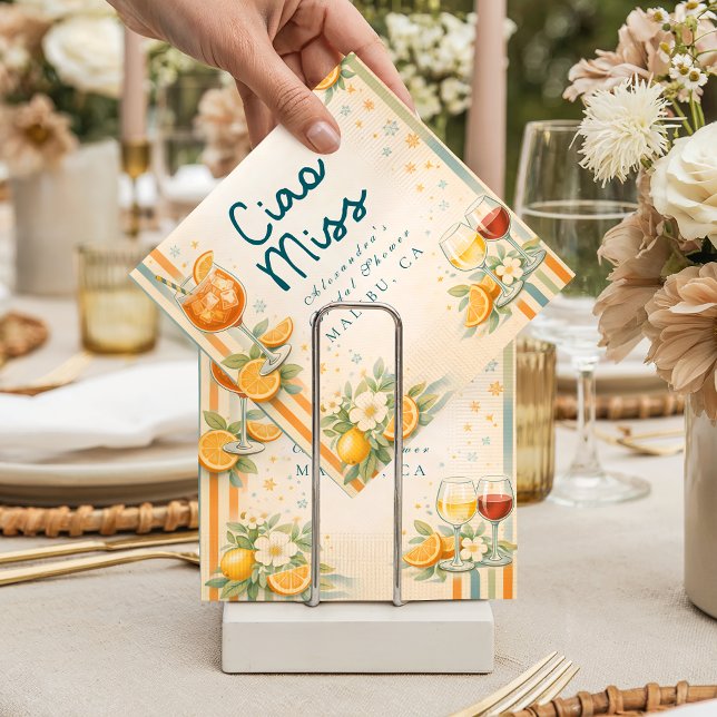 Italian Aperitivo Citrus Ciao Miss Bridal Shower Napkin (Creator Uploaded)