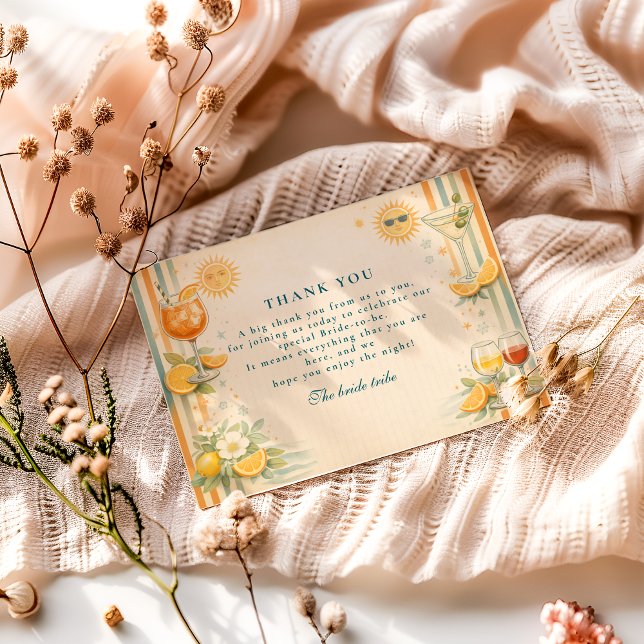 Italian Aperitivo Citrus Ciao Miss Bridal Shower Thank You Card (Creator Uploaded)
