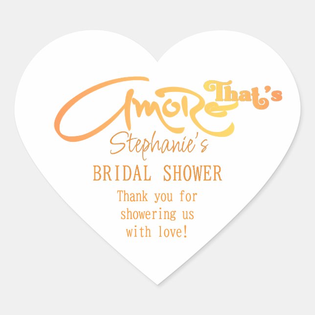 Italian Aperol Cocktail That's Amore Bridal Shower Heart Sticker (Front)