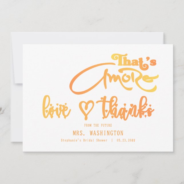 Italian Aperol Cocktail That's Amore Bridal Shower Thank You Card (Front)