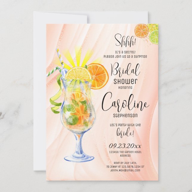 Italian Aperol Spritz Cocktail Bridal Shower Invitation (Front)