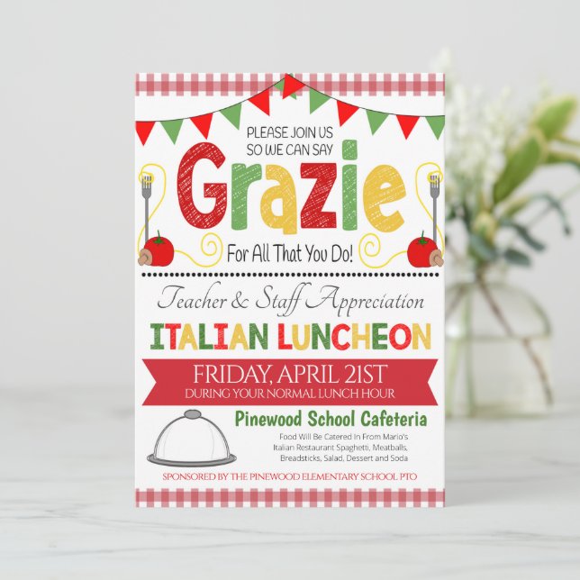 Italian Appreciation Week Invitation (Standing Front)