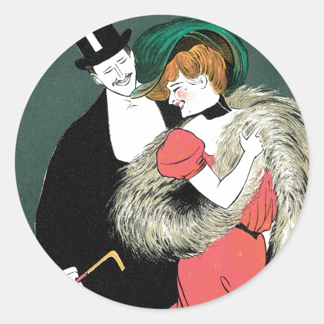 Italian Art Nouveau Fashion Ad Classic Round Sticker (Front)