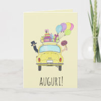 Italian Auguri Wedding Day Yellow Retro Car