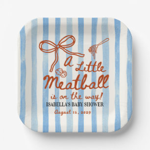 Italian Baby Shower Theme  Blue Stripes Paper Plate