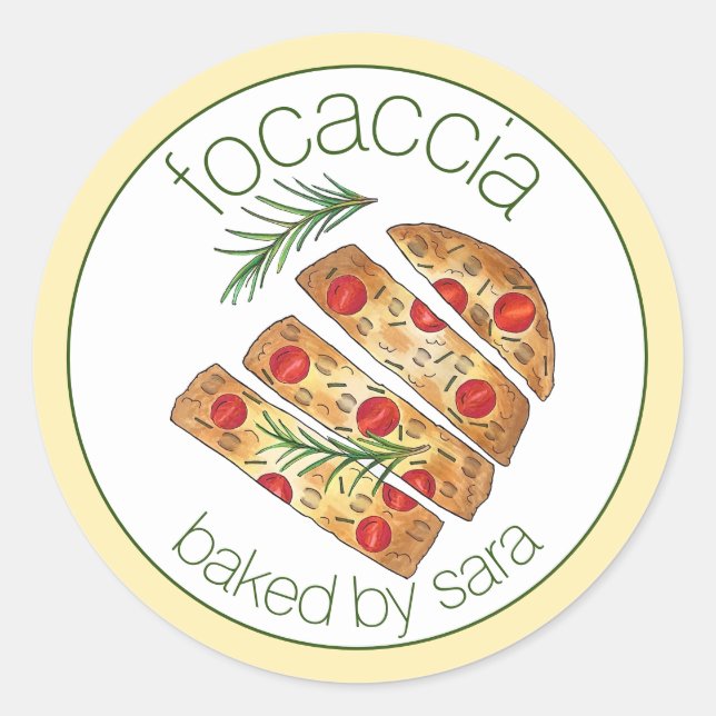 Italian Bakery Focaccia Bread Baked By Homemade Classic Round Sticker (Front)