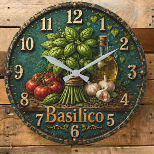 Italian Basil Kitchen  Rustic Farmhouse  Large Clock