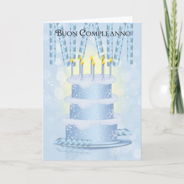 Italian Birthday Cake And Candles Card (Front)