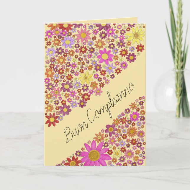 Italian Birthday Flower collage Card (Front)