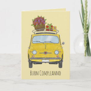 Italian Birthday Retro Fiat 500 Card