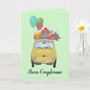 Italian Birthday Retro Fiat 500 Card
